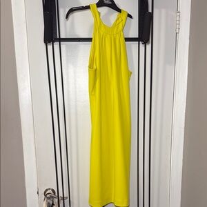 Badgley Mischka Yellow Halter Midi Gown